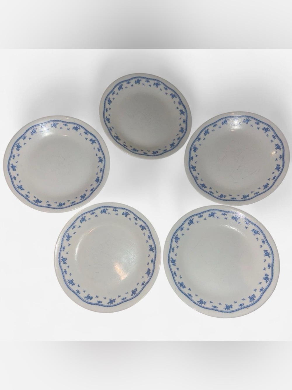vtg 80s corelle MORNING BLUE dessert plates, set of 5 EUC!